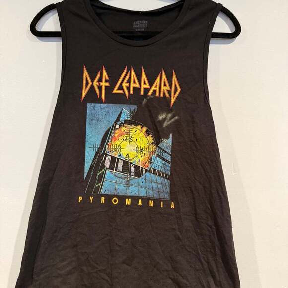 Def Leppard Pyromania Faded Black Women's Muscle Tank Top - Picture 1 of 3